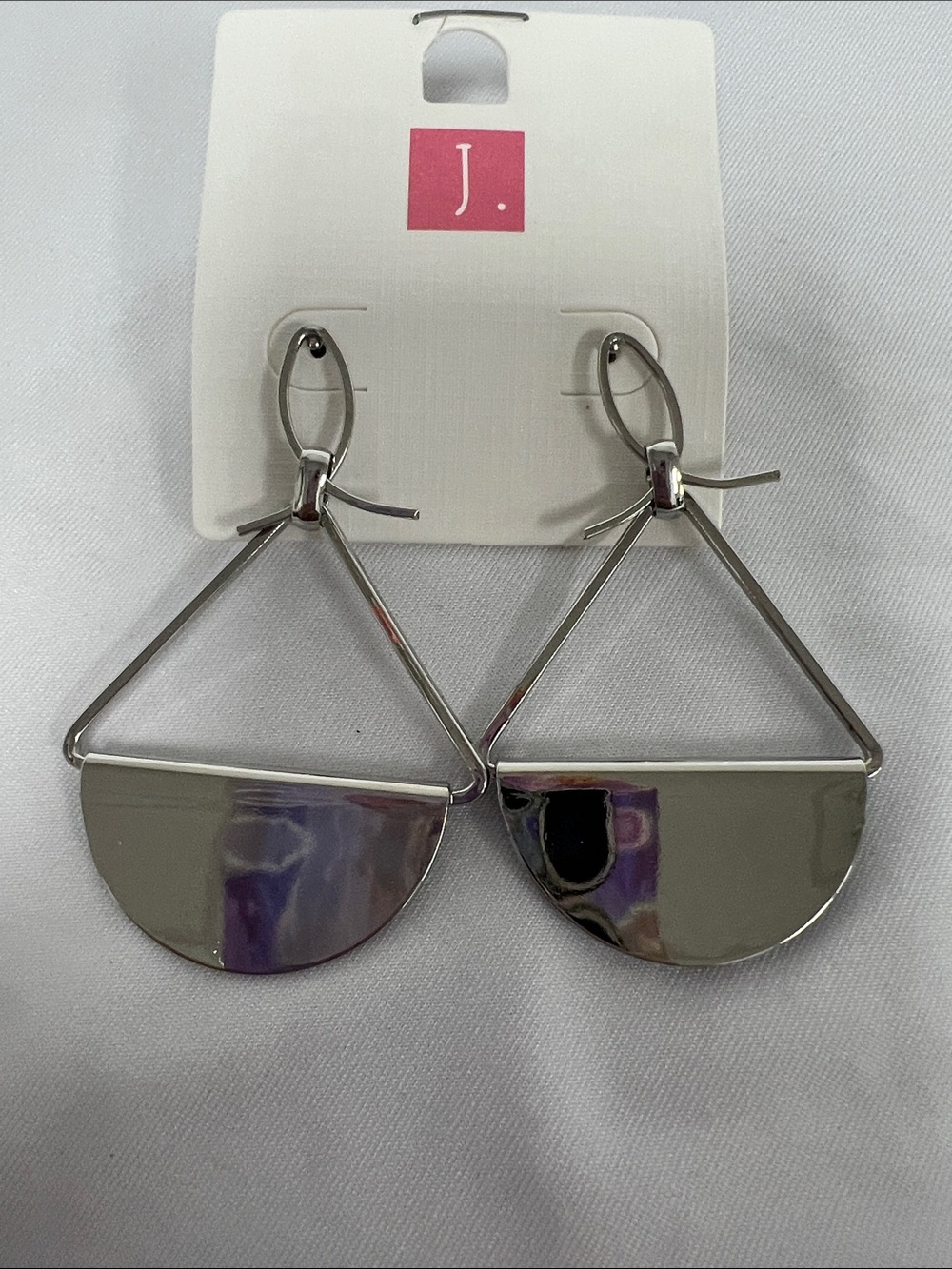 Jennifer Lopez Silver Geometric Drop Earrings